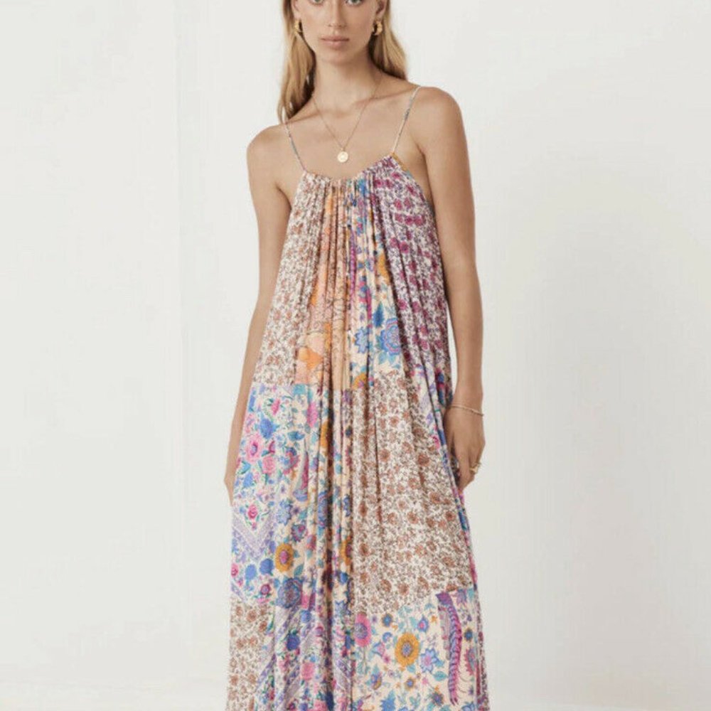 NWT Spell & the Gypsy Collective Renew Patchwork Strappy Dress Spring Sz M